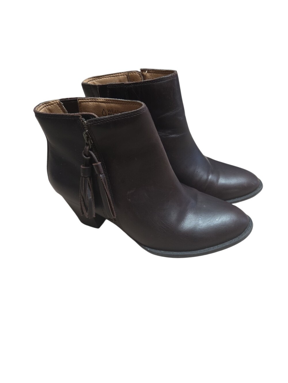 Vionic Upright Madeline ankle boots in brown leather Womens Size 7 Zip Side Boho